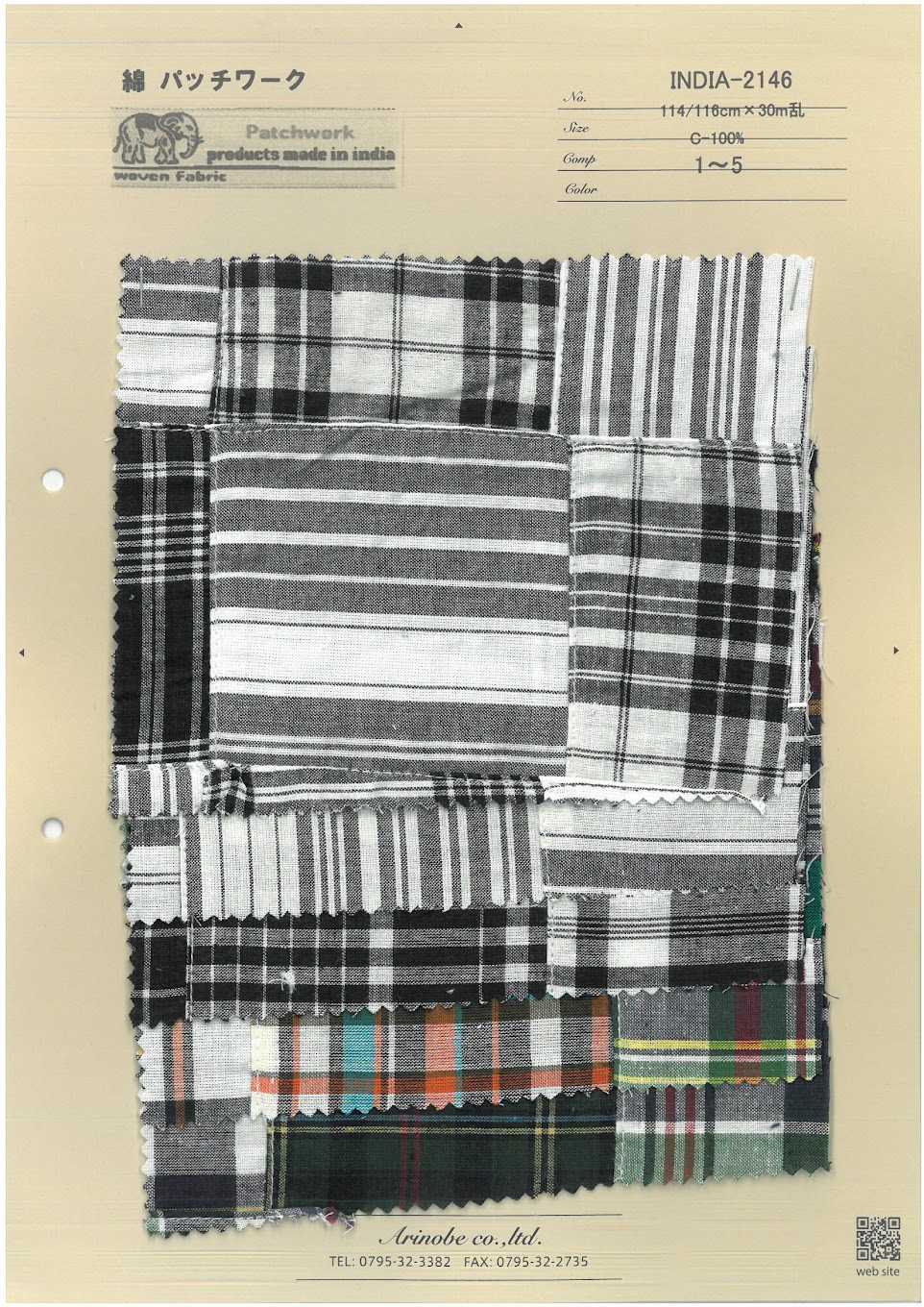 INDIA-2146 Patchwork De Algodón[Fabrica Textil] ARINOBE