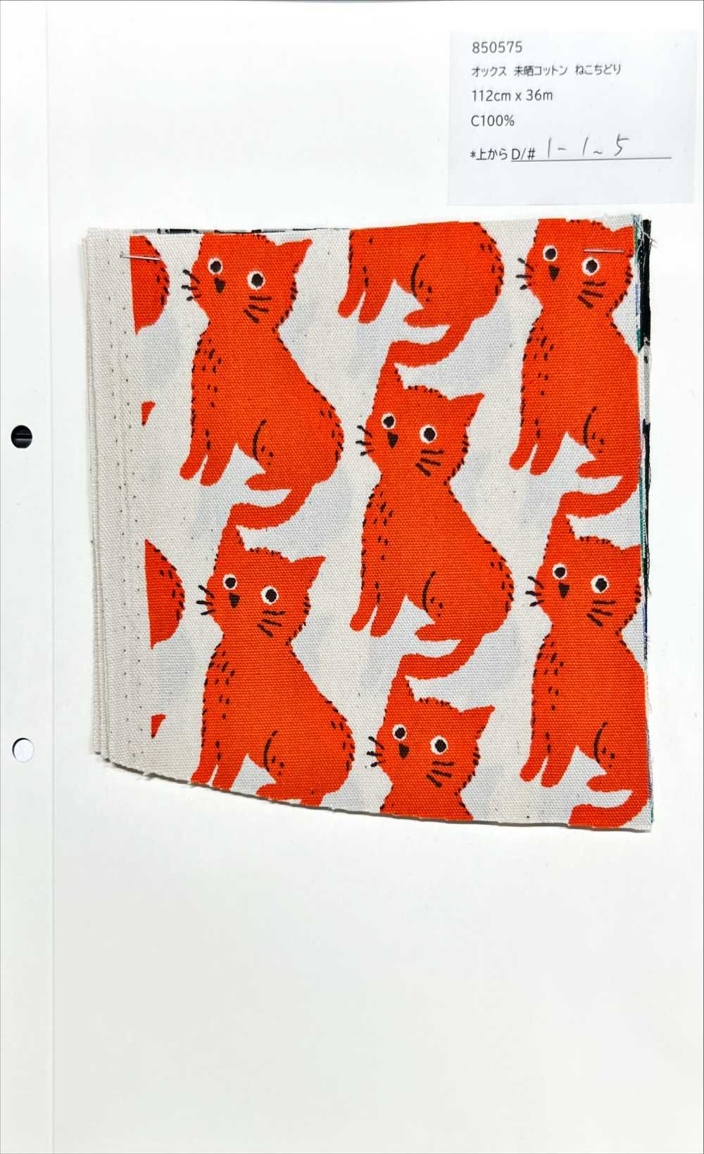 850575 Algodón Oxford Sin Blanquear, Gato Y Chidori[Fabrica Textil] VANCET