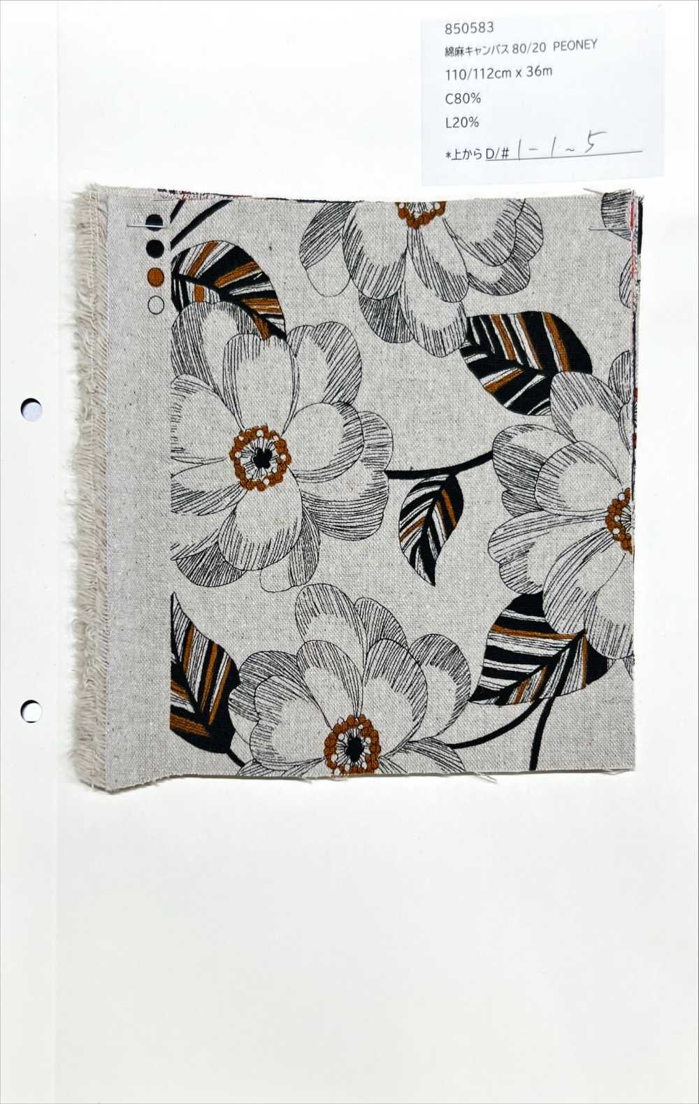 850583 Lienzo De Lino 80/20 PEONÍA[Fabrica Textil] VANCET