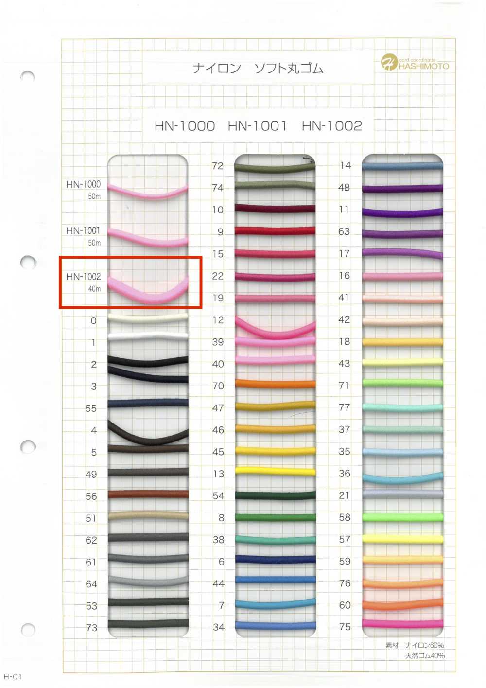 HN-1002 Banda Elástica Redonda Suave De Nailon Sin Nombre