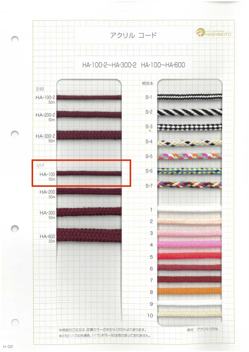 HA-100 1/17 100 Cable De Husillo[Cordón De Cinta De Cinta] Sin Nombre
