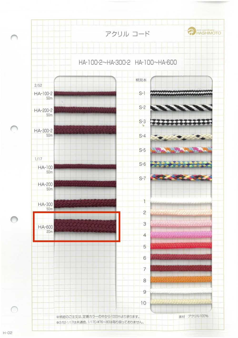 HA-600 Cable De Husillo 1/17 600[Cordón De Cinta De Cinta] Sin Nombre