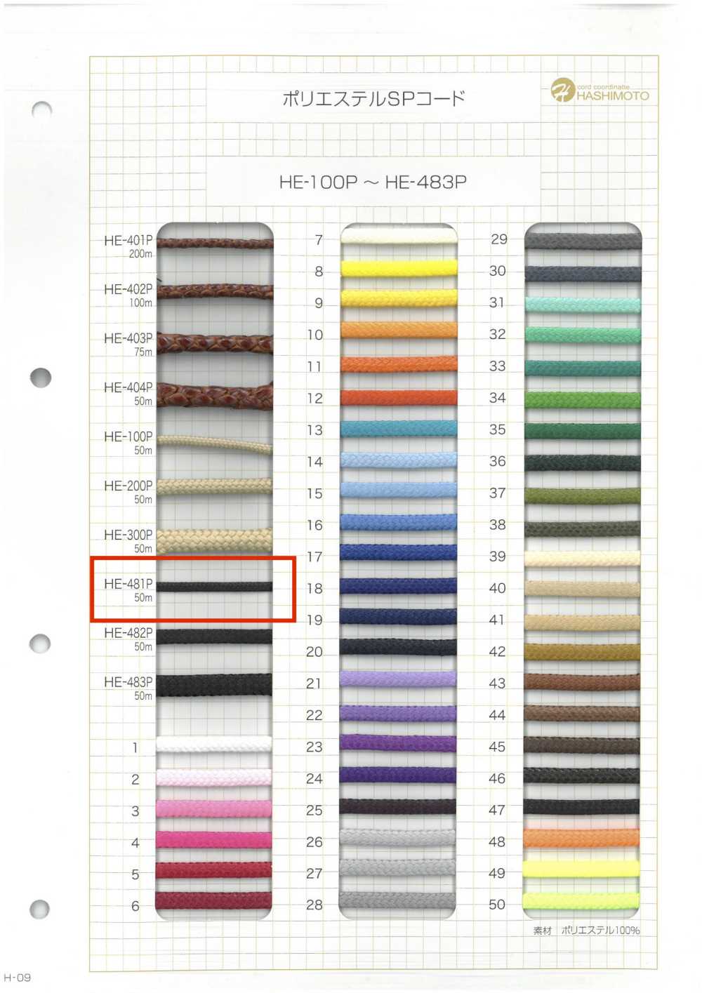 HE-481P Cordón Recubierto De éster[Cordón De Cinta De Cinta] Sin Nombre
