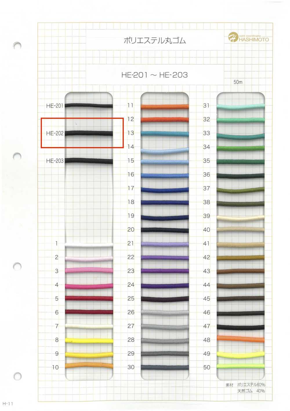 HE-202 Banda Elástica Redonda De éster Sin Nombre