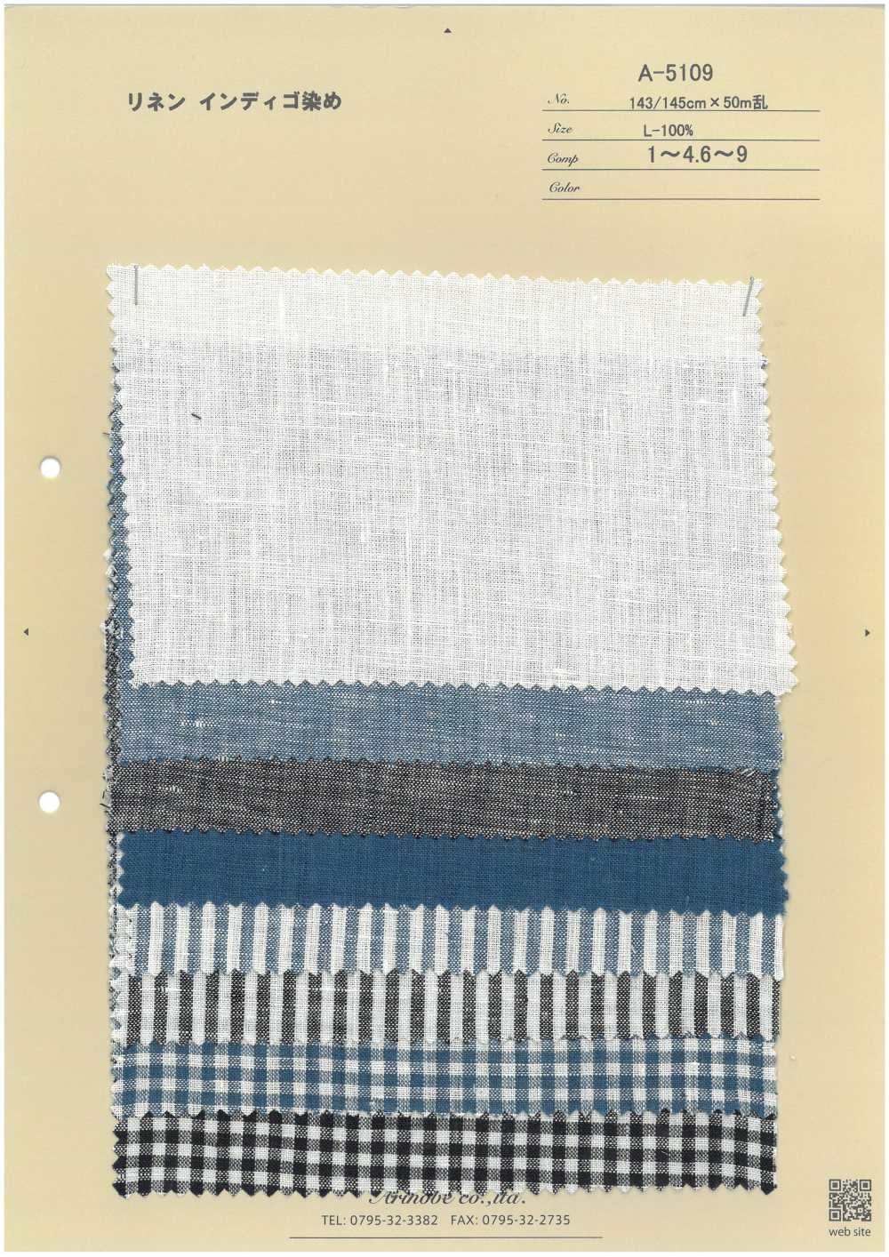 A-5109 Lino Teñido índigo[Fabrica Textil] ARINOBE