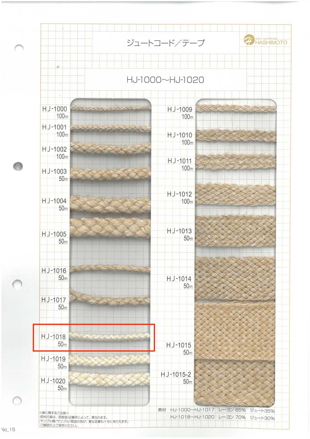 HJ-1018 Cordón De Yute De 8 Capas M[Cordón De Cinta De Cinta] Sin Nombre