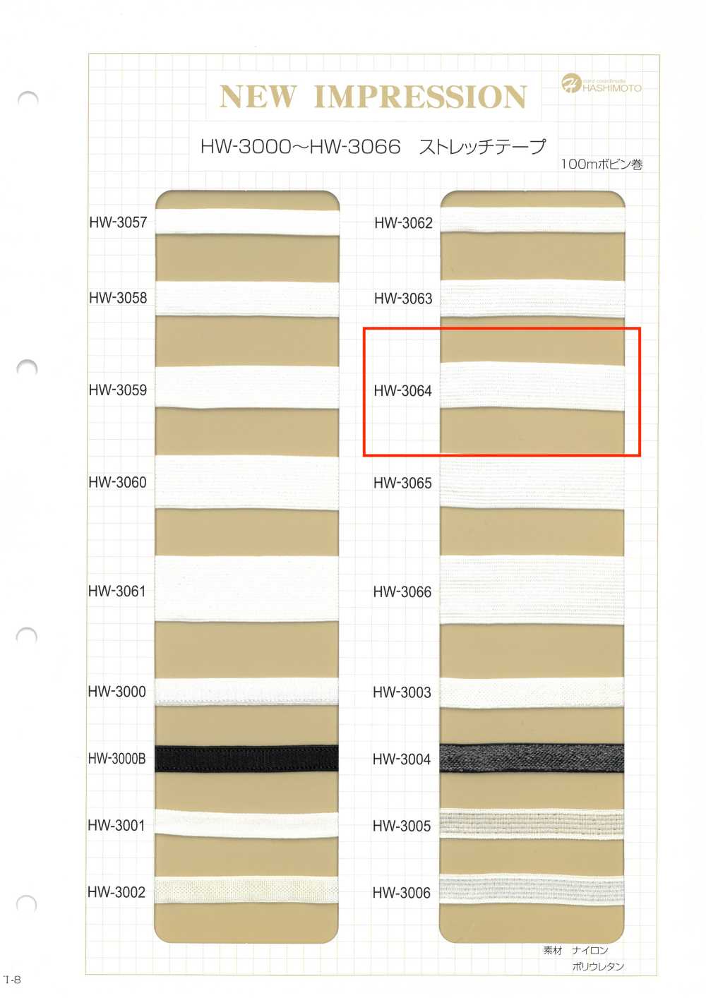 HW-3064 Cinta Elástica Comet Tape Gloss[Cordón De Cinta De Cinta] Sin Nombre