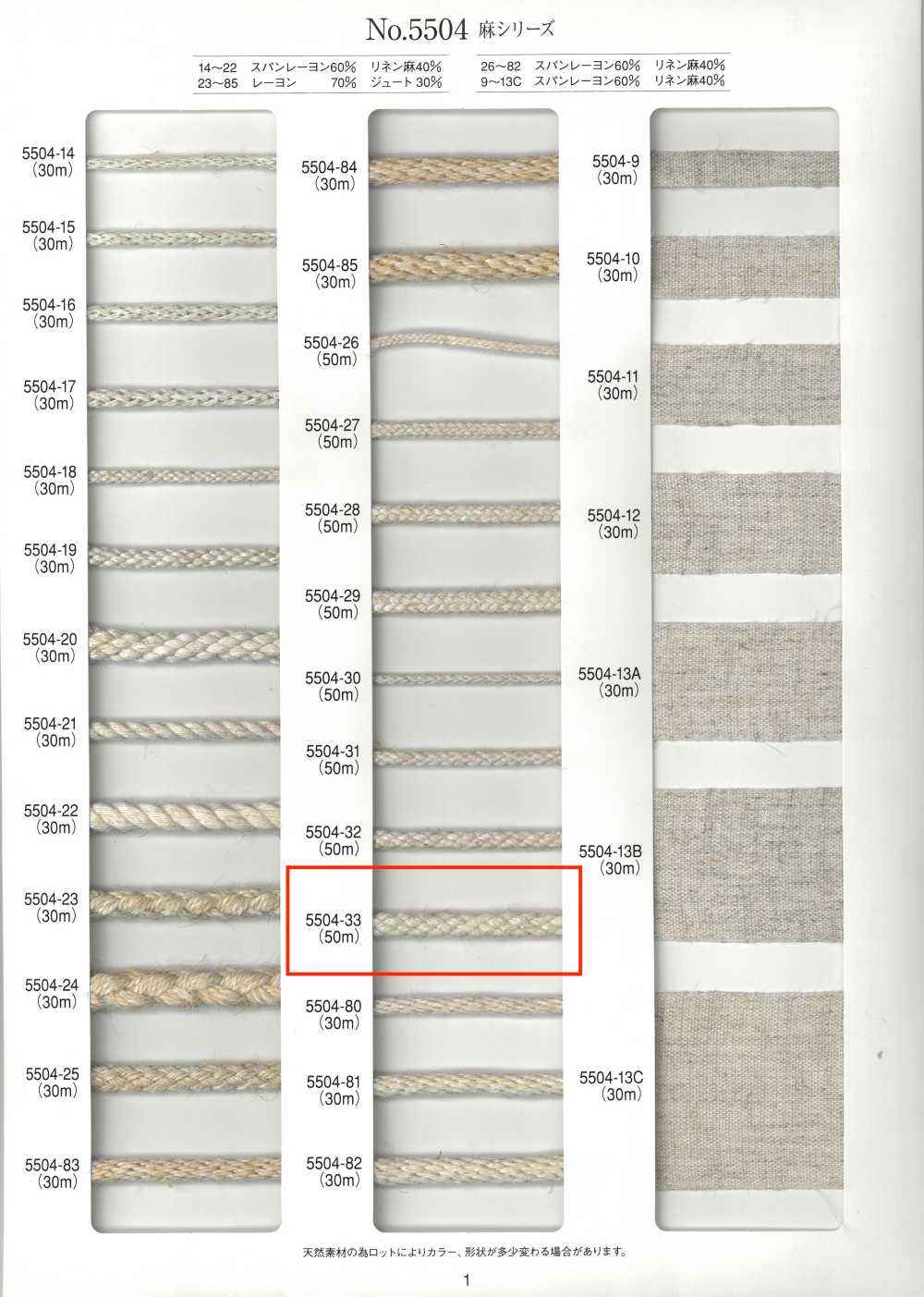 5504-33 Cordón Redondo De Ocho Capas De La Serie Linen[Cordón De Cinta De Cinta] RIVER