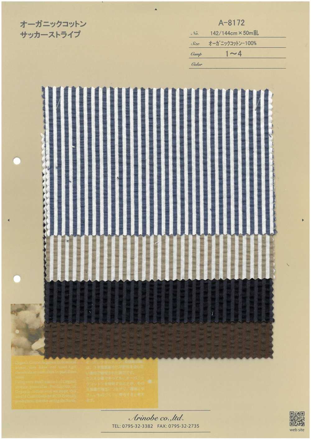 A-8172 Algodón Orgánico Con Rayas Seersucker[Fabrica Textil] ARINOBE