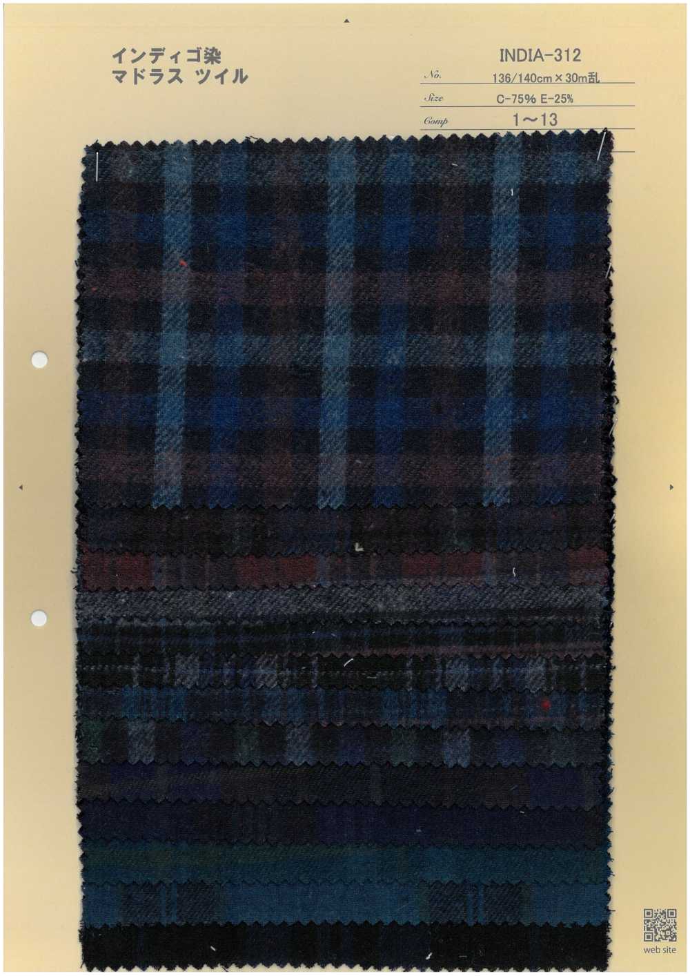 INDIA-312 Sarga De Madrás Teñida Con índigo[Fabrica Textil] ARINOBE