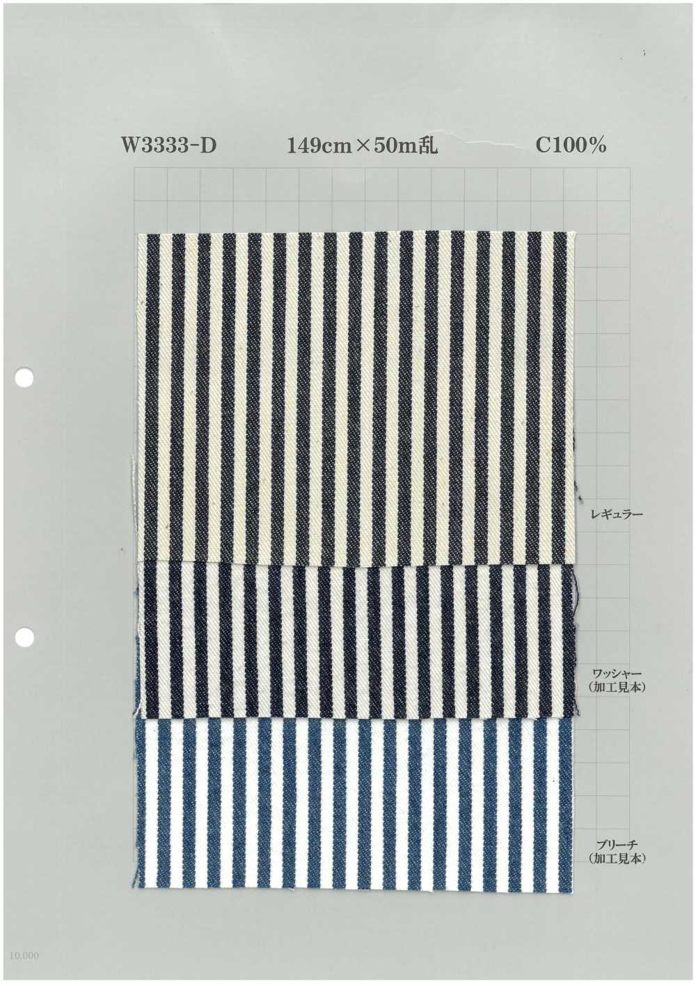 W3333-D Algodón Denim De Nogal Con Rayas Llamativas De 10 Oz[Fabrica Textil] Textiles Yoshiwa