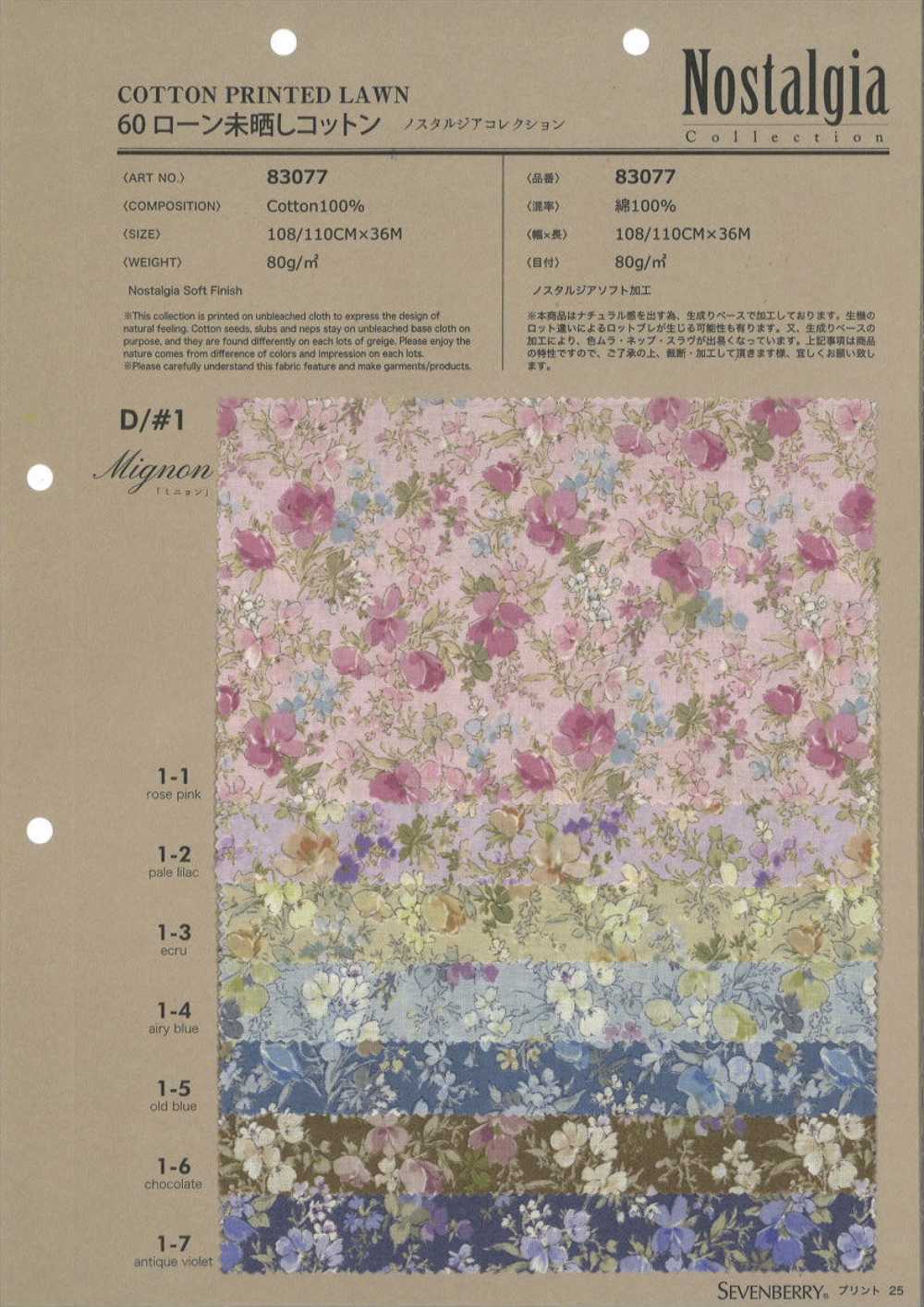 83077 Colección Nostalgia De Algodón Sin Blanquear De 60 Céspedes Mignon[Fabrica Textil] VANCET