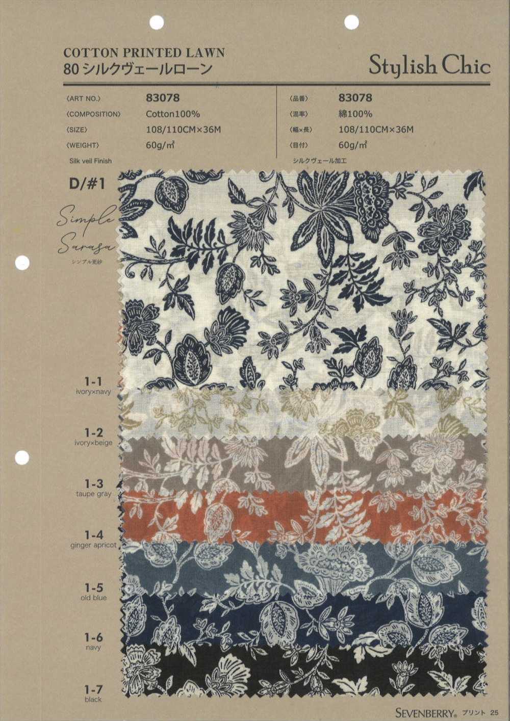 83078 80 Velo De Seda Lawn Simple Sarasa[Fabrica Textil] VANCET