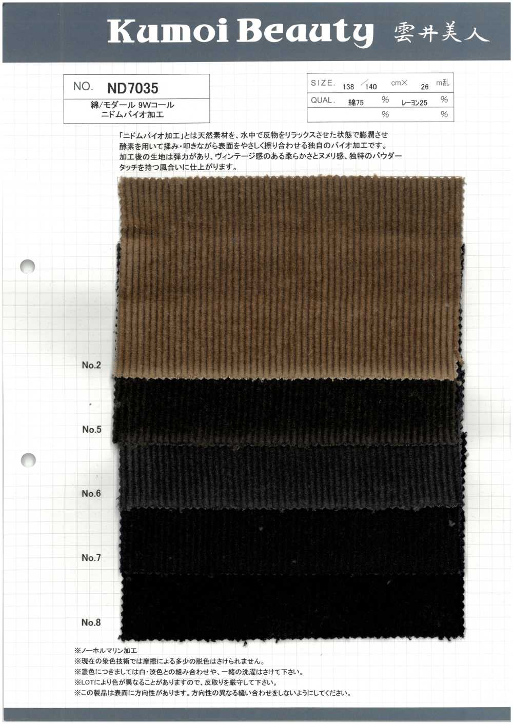 ND7035 Algodón/Modal 9W Pana Nidom Bioprocesada[Fabrica Textil] Kumoi Beauty