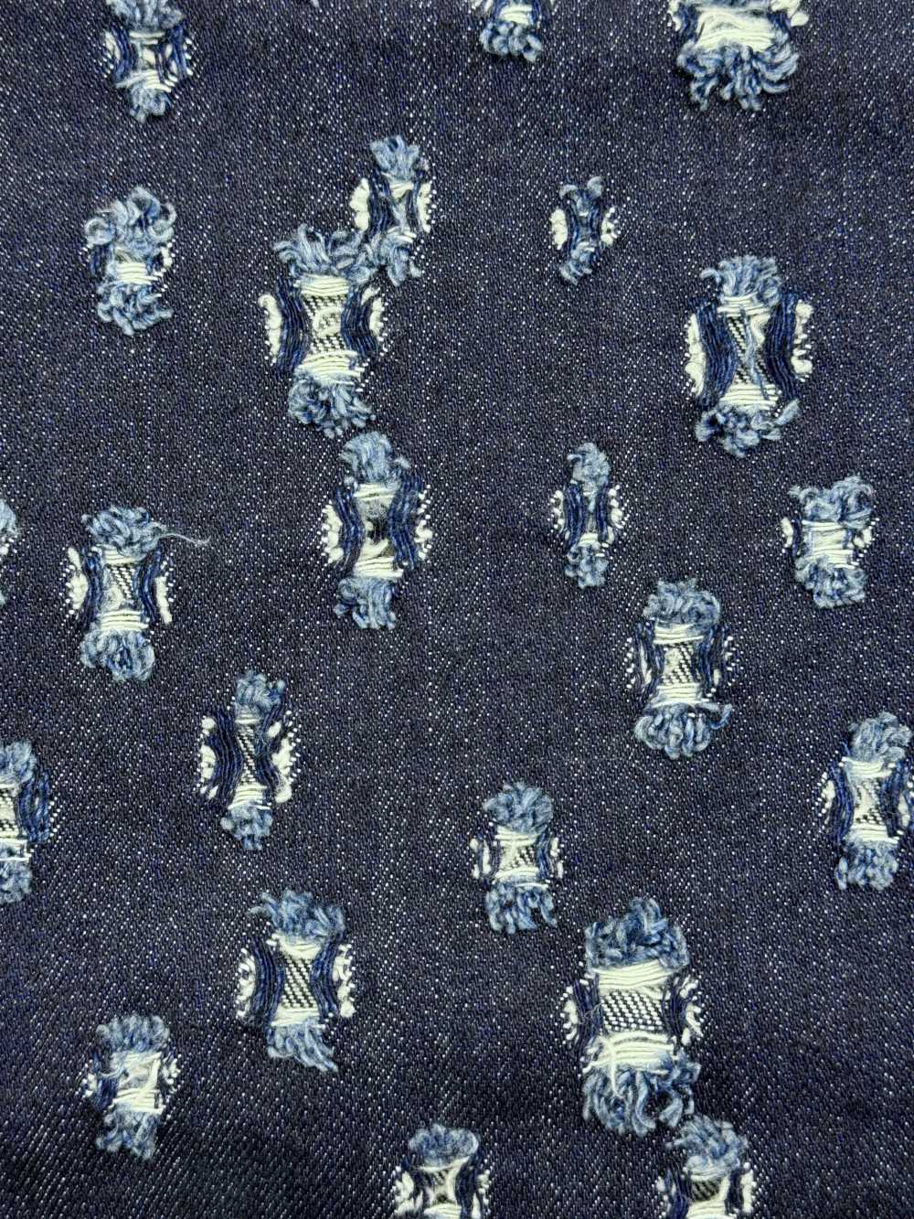 WALA-30ID Tela Vaquera Con Estampado Cuadrado Aleatorio Waracut[Fabrica Textil] DUCK TEXTILE