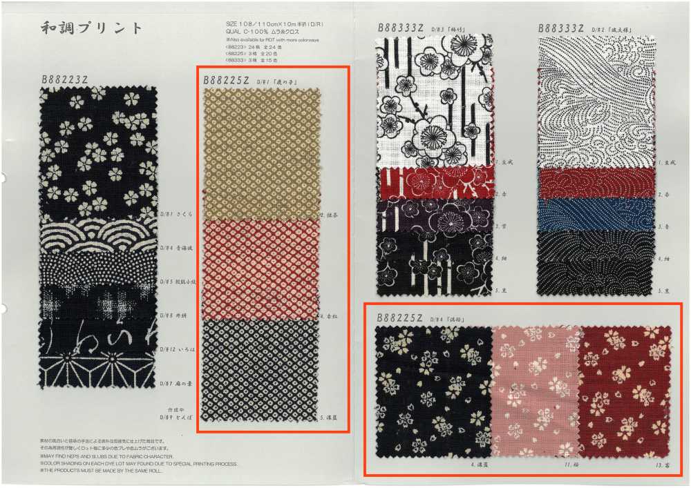 B88225Z Tela De Hilo Irregular, Estampado De Estilo Japonés, Medio Doblada[Fabrica Textil] VANCET