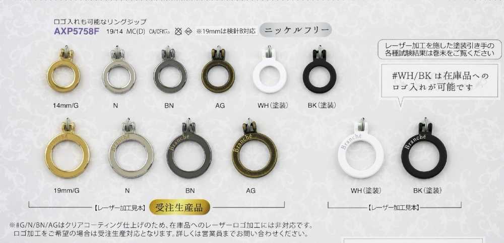 AXP5758F Tirador De Cremallera En Forma De Anillo (Lengüeta De Tracción)[Cremalleras] IRIS