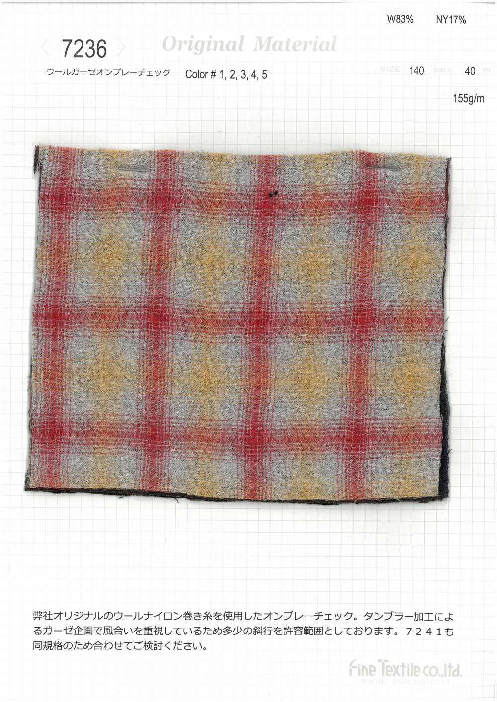 7236 Gasa De Lana Con Estampado Degradado A Cuadros[Fabrica Textil] Textiles Finos