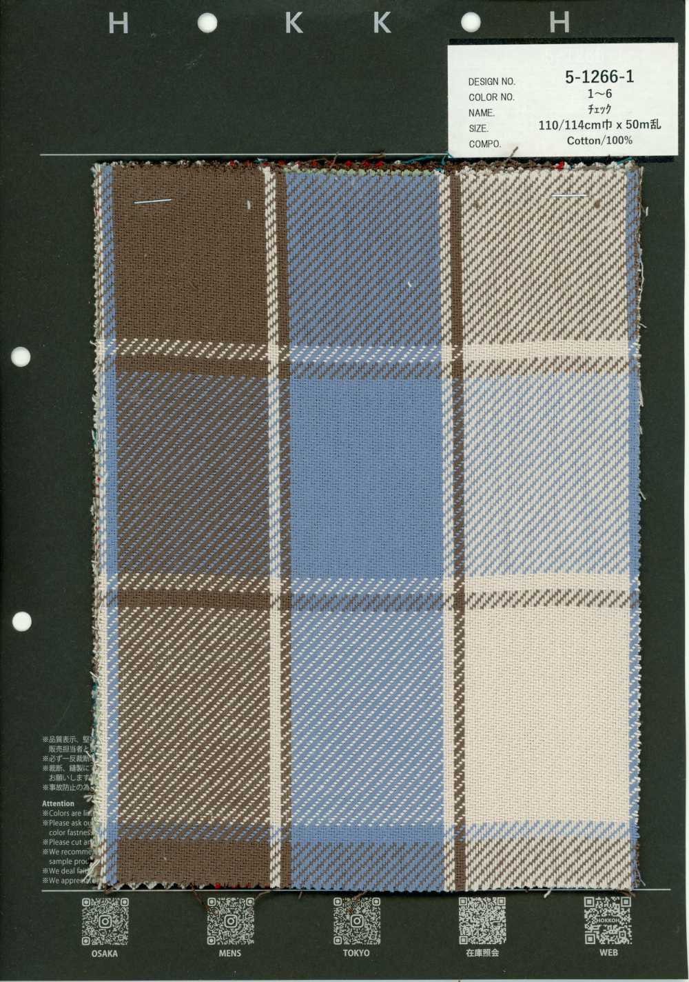 5-1266-1 Sarga De Algodón A Cuadros[Fabrica Textil] HOKKOH