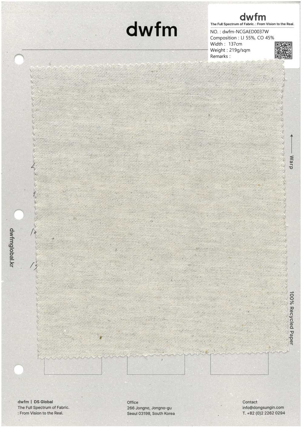 DWFM-NCGAED0037W Sarga De Alto Conteo Con Lavado Enzimático[Fabrica Textil]
