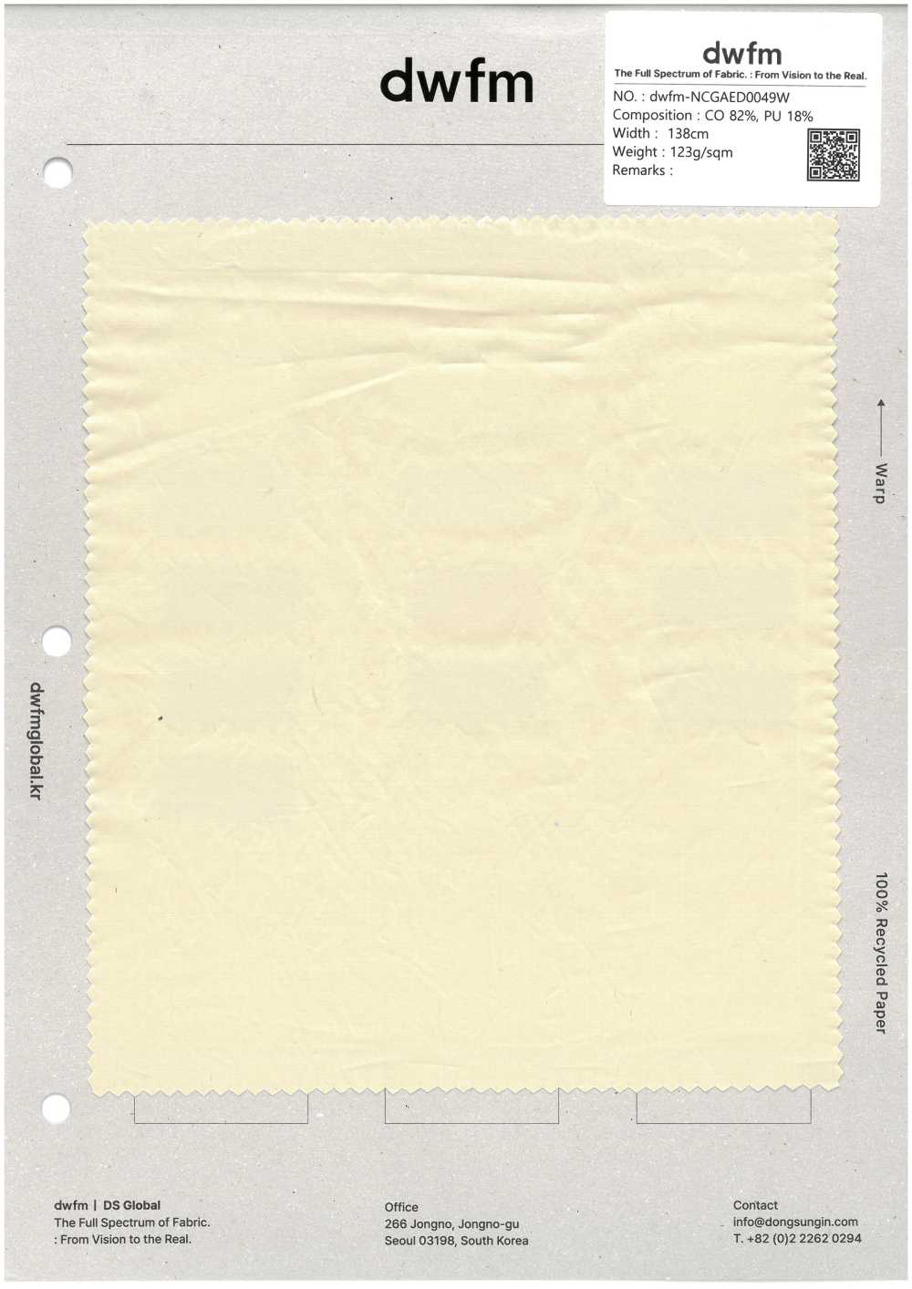 DWFM-NCGAED0049W Tela De Algodón Recubierta De Poliuretano[Fabrica Textil]