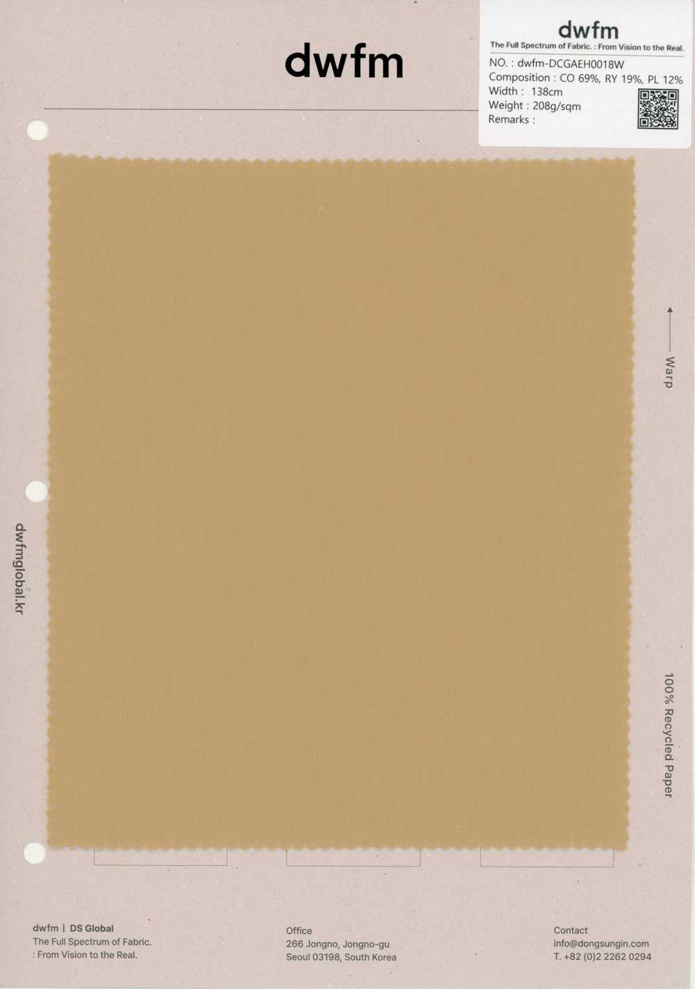 DWFM-DCGAEH0018W Sarga Suave De Algodón Y Rayón[Fabrica Textil]