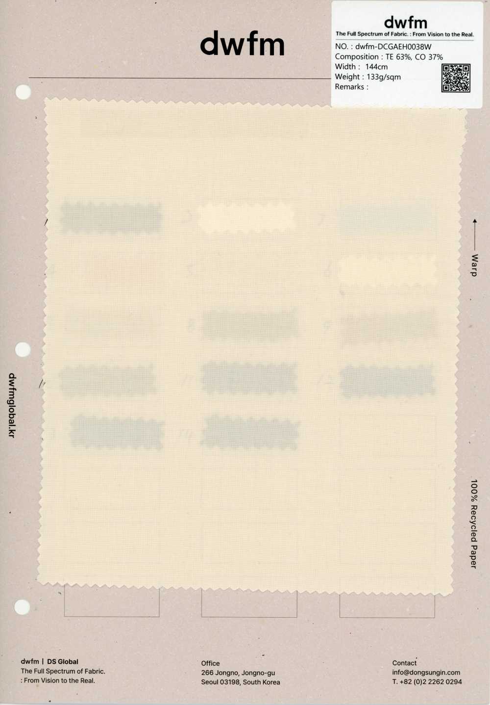 DWFM-DCGAEH0038W Césped De Algodón Tencel™[Fabrica Textil]