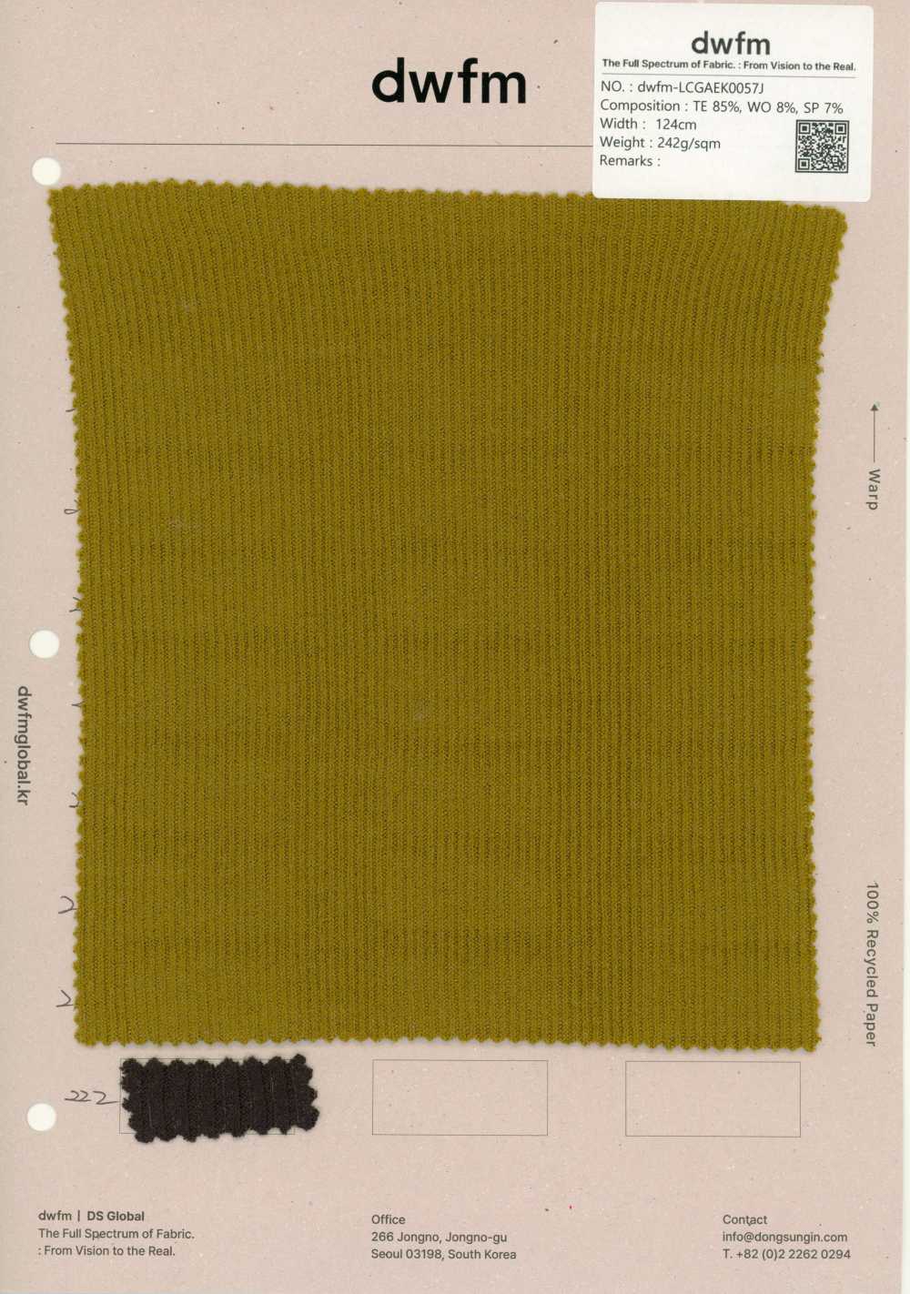 DWFM-LCGAEK0057J Tejido De Punto Elástico Acanalado De Lana Tencel™.[Fabrica Textil]