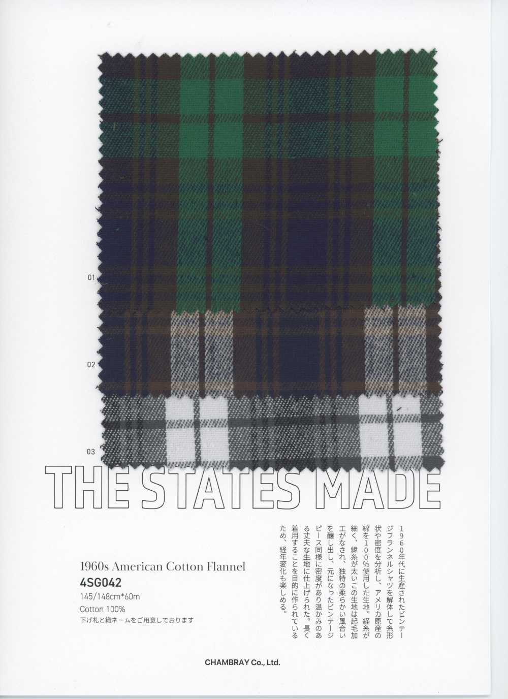 4SG042 Franela De Algodón Americano De Una Sola Capa 1960[Fabrica Textil] Chambray