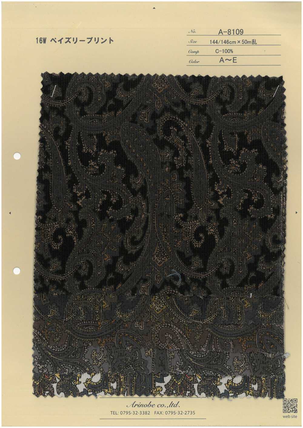 A-8109-OUTLET Pana De 16W Con Estampado De Cachemira[Fabrica Textil] ARINOBE