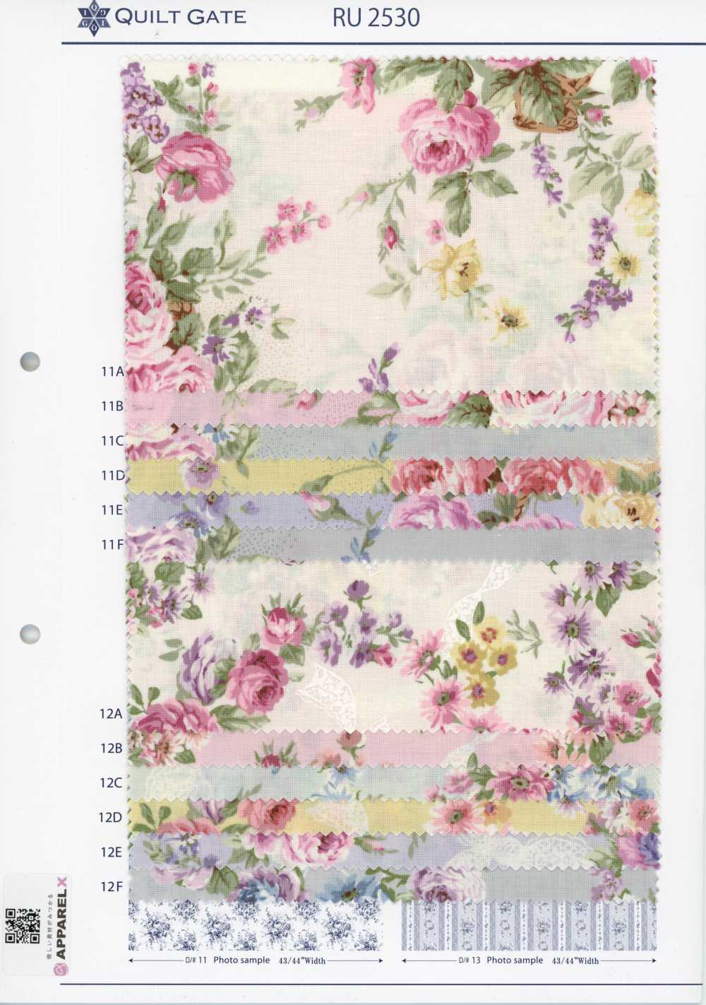 RU2530 RURU BOUQUET Estampado de corona de rosas tejidos de lona (rollo)[Textiles / Telas] COSMO TEXTILE