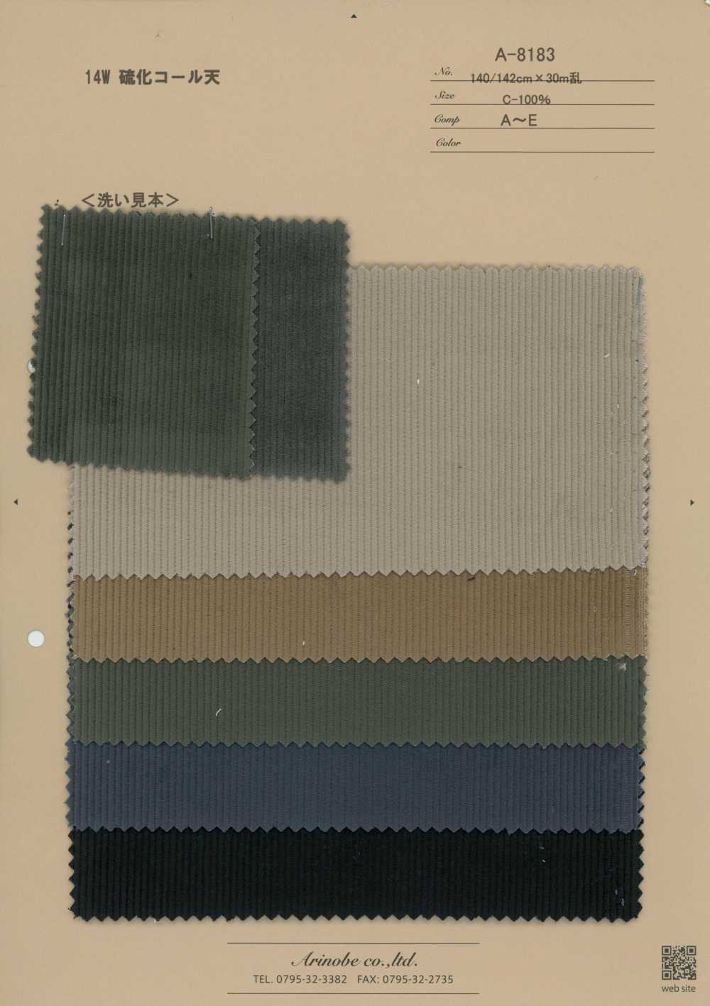 A-8183 Pana 14W teñida con azufre[Textil / Tela] Arinobe Shoten