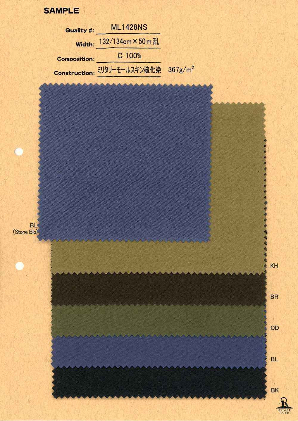 ML1428NS Molesquín militar teñido con azufre[Textil / Tela] No Name