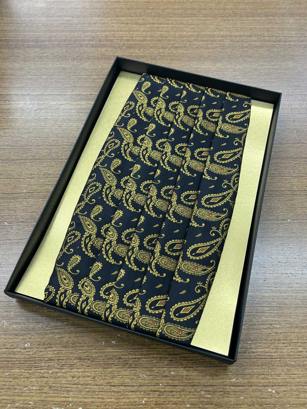 CM-950 Fajín De Seda Con Estampado De Cachemira En Color Negro[Accesorios Formales] Yamamoto(EXCY)