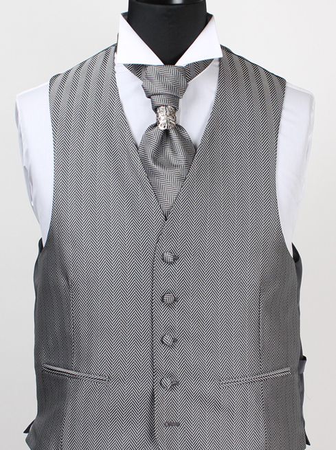 V-24 Chaleco Formal Made In Japan Herringbone Plata[Accesorios Formales] Yamamoto(EXCY)