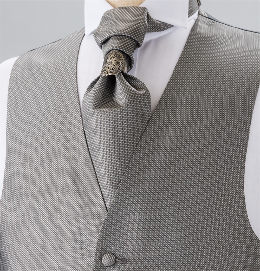 V-300 Chaleco Formal Seda Jacquard Gris[Accesorios Formales] Yamamoto(EXCY)