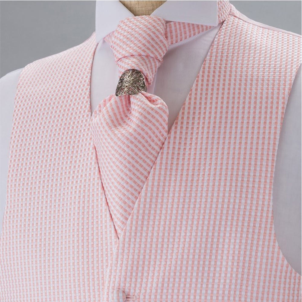 YT-20 Made In Japan Jacquard Ascot Tie (Euro Thai) Plaid Pink[Accesorios Formales] Yamamoto(EXCY)