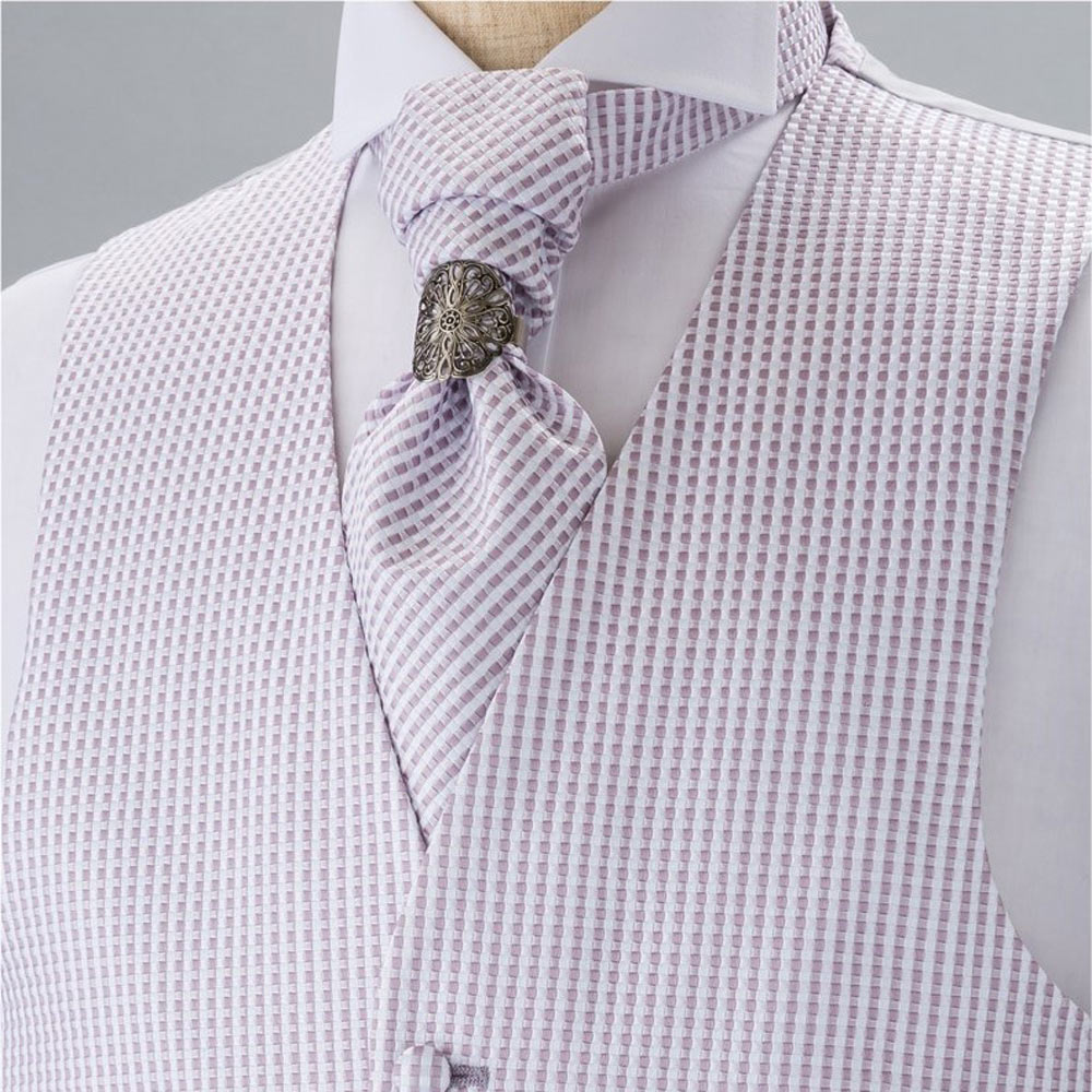 YT-21 Made In Japan Jacquard Ascot Tie (Euro Thai) Plaid Purple[Accesorios Formales] Yamamoto(EXCY)