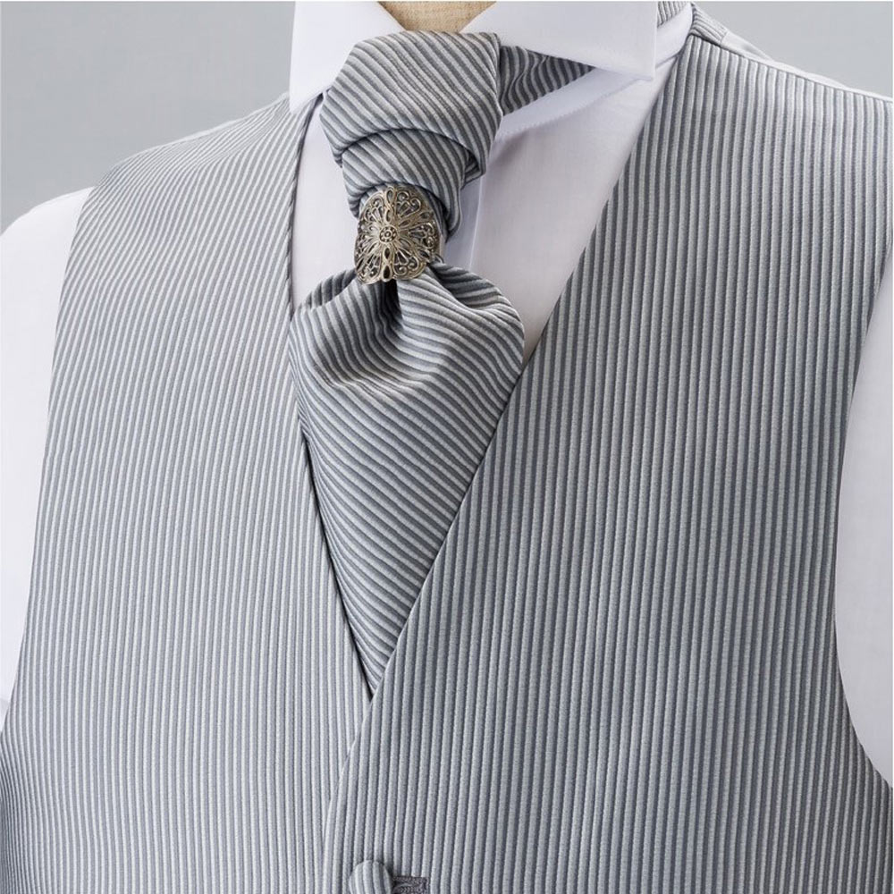 YT-3005 Made In Japan Jacquard Ascot Tie (Euro Tie) Rayas Gris[Accesorios Formales] Yamamoto(EXCY)