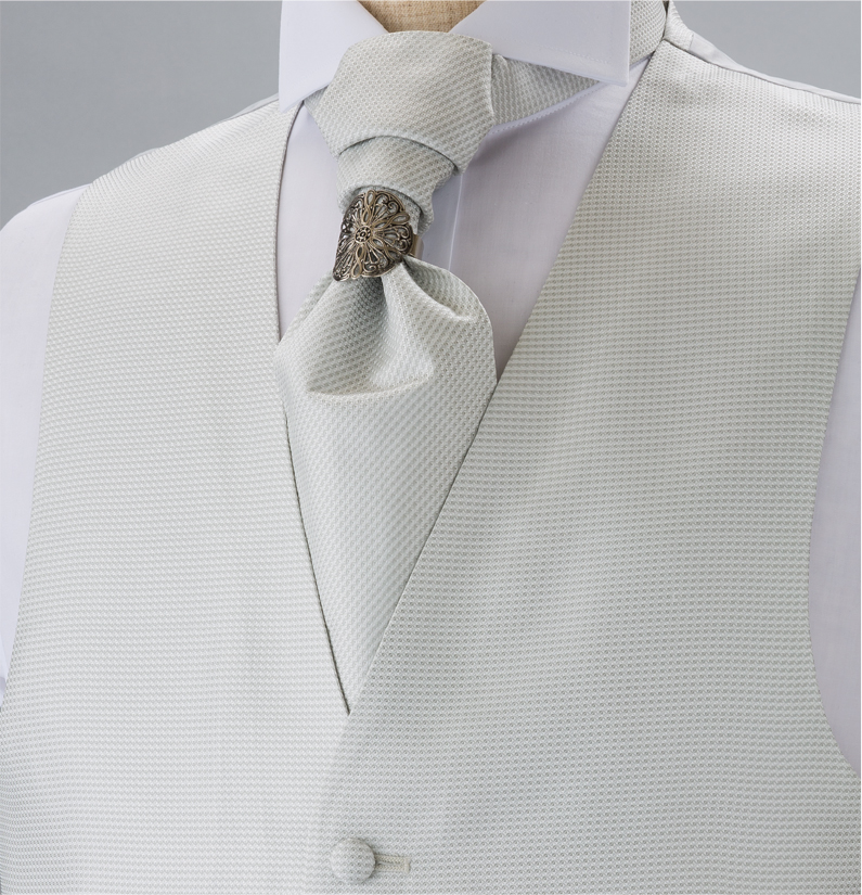 YT-301 Corbata Ascot De Seda Nacional (Europa Tie Thai) Patrón Pequeño Plata[Accesorios Formales] Yamamoto(EXCY)