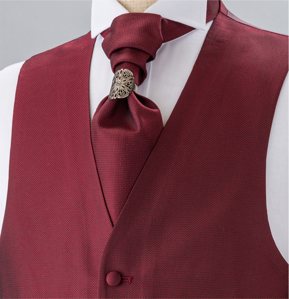 YT-302 Corbata Ascot De Seda Doméstica (Corbata De Europa) Patrón Pequeño Rojo Vino[Accesorios Formales] Yamamoto(EXCY)