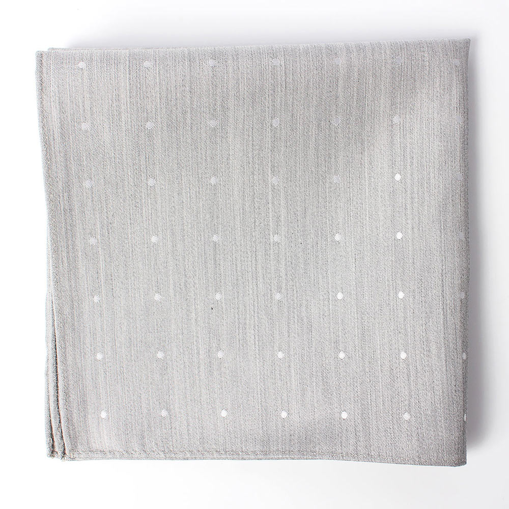 VCF-29 VANNERS Tejido Usado Pañuelo De Bolsillo Estampado De Puntos Jacquard Tipo Denim Gris Hielo[Accesorios formales] Yamamoto(EXCY)
