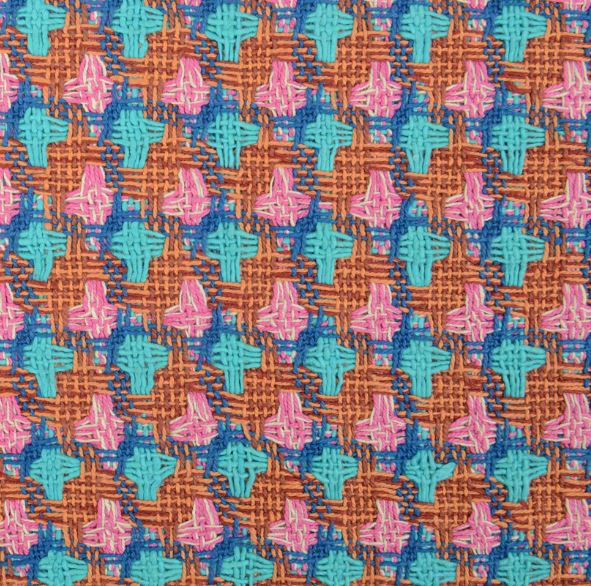 A7545 LINTON Linton Tweed Made In England Textil Naranja X Azul Turquesa X Rosa LINTON