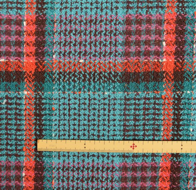 Y6513 LINTON Linton Tweed Made In England Textil Azul Turquesa X Rojo LINTON