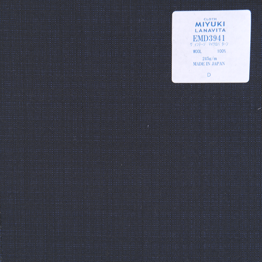 EMD3941 Colección Lana Fina Micro Estampado Vintage Azul Marino[Textil] Miyuki Keori (Miyuki)
