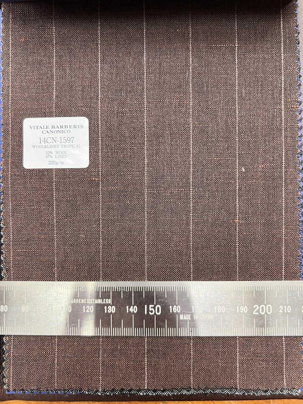 14CN1597 CANONICO Lana Y Lino Rayas 21 Micron Marrón[Textil] CANÓNICO