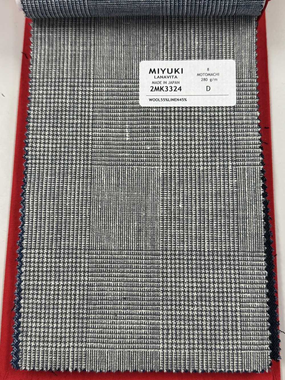 2MK3324 25SS Textil MIYUKI VARAIETES MOTOMACHI Cuadros Gris Claro Fábricas De Lana Miyuki