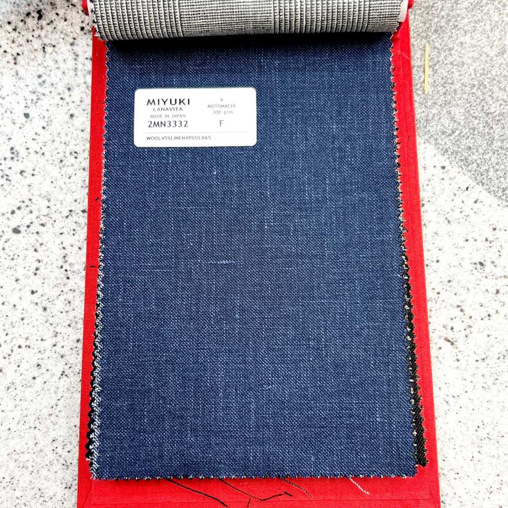 2MN3332 25SS MIYUKI Textil MOTOMACHI Azul Marino Sin Patrón Fábricas De Lana Miyuki