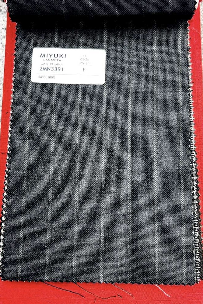 2MN3391 25SS MIYUKI Textile GINZA Raya Gris Cielo Carbón Fábricas De Lana Miyuki