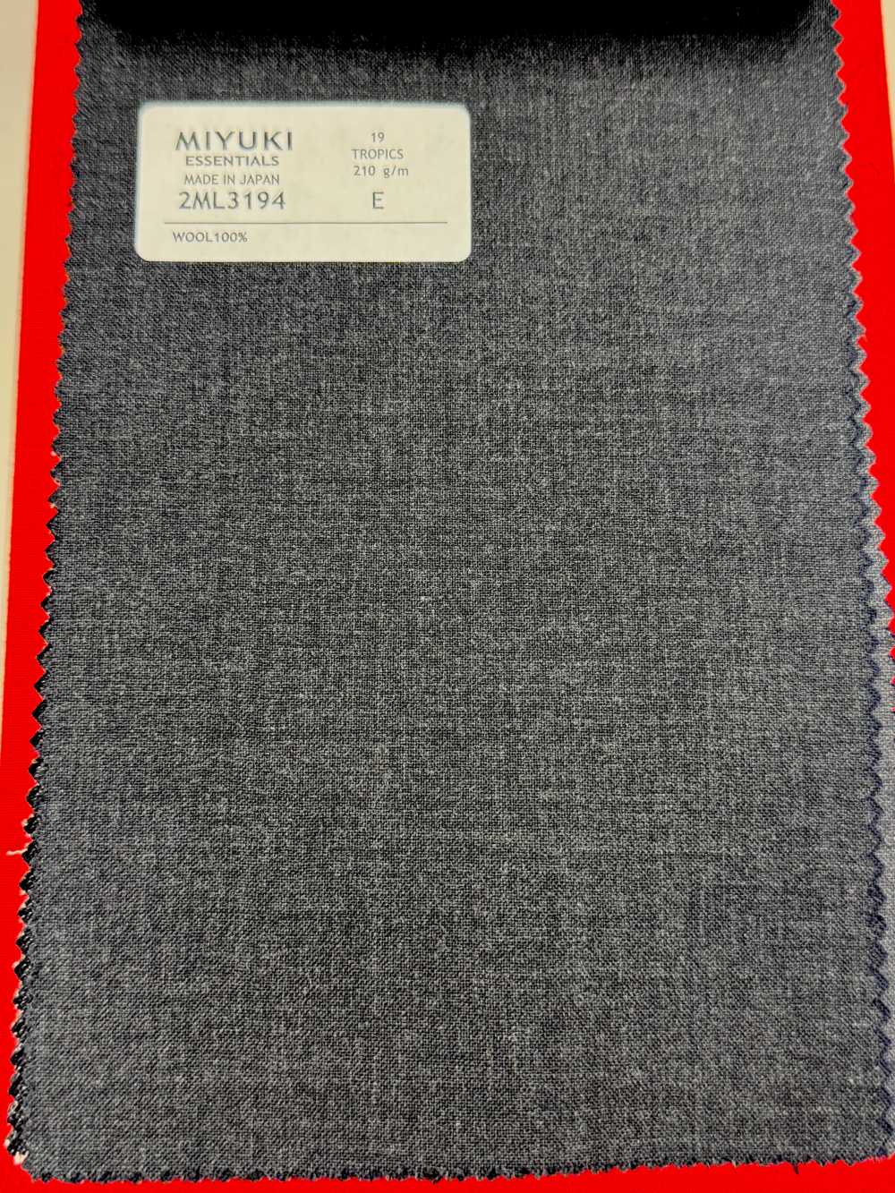 2ML3194 25SS MIYUKI ESSENTIALS TROPICS Gris Cielo Carbón Sin Patrón Textil Fábricas De Lana Miyuki